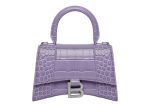 Balenciaga Hourglass Top Handle Xs Crocodile Embossed Lilac Fashion