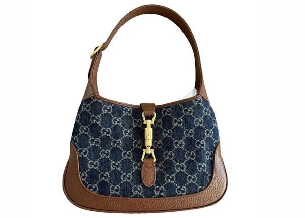 Gucci Jackie 1961 Small Shoulder Bag Gg Denim Blue Ivory For Discount