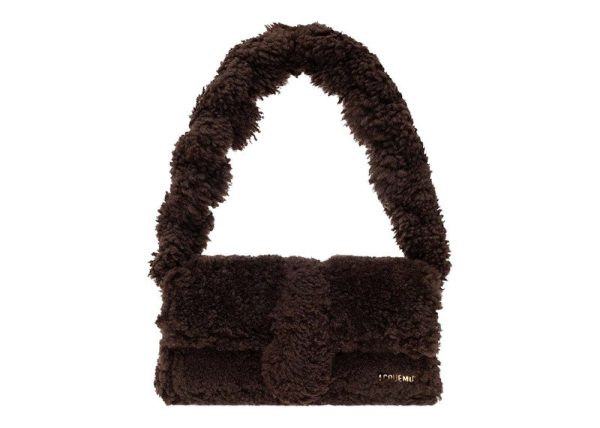 Jacquemus Le Bambidou Fur Shoulder Bag Dark Brown Hot on Sale