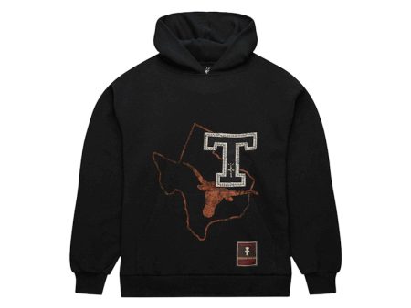 Travis Scott X Mitchell & Ness Texas Longhorns Overlap Pullover Hoodie Black Online Sale