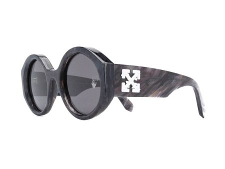 Off-White Sara Round Frame Sunglasses Dark Grey Marble White Hot on Sale