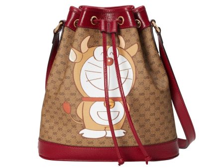 Gucci X Doraemon Bucket Bag Small Ebony Beige Online Sale