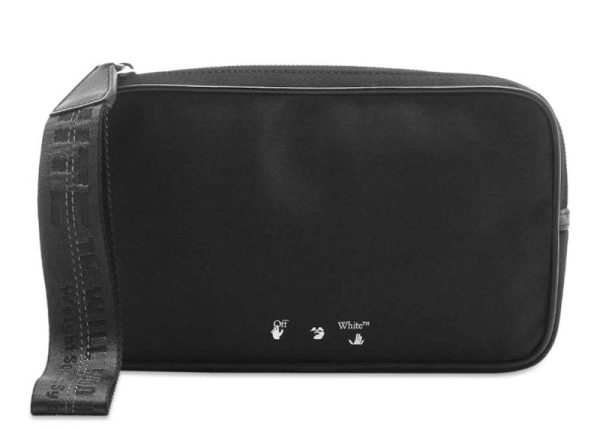 Off-White Logo Nylon Pouch Bag Black Fashion