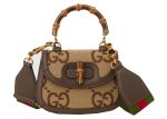 Gucci Mini Jumbo Gg Bag With Bamboo Camel Ebony Hot on Sale