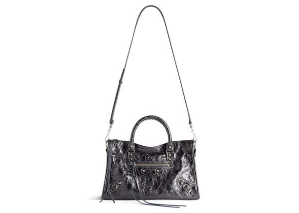 Balenciaga Le City Small Bag In Steel Grey Metallized Arena Lambskin Shiny Silver Hardware Steel Grey (7977892Aa9R1314) Online Hot Sale