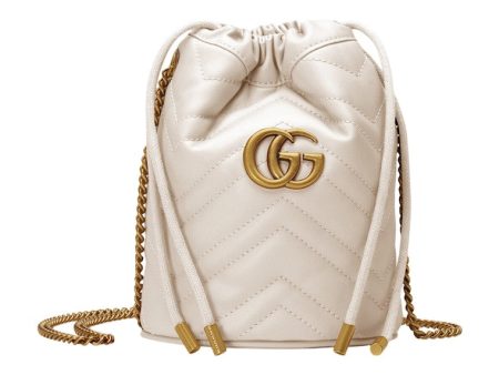 Gucci Gg Marmont Bucket Bag Mini Matelasse White For Discount