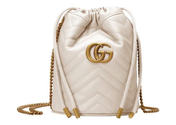 Gucci Gg Marmont Bucket Bag Mini Matelasse White For Discount