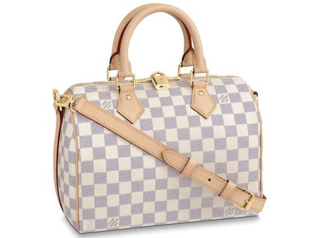 Louis Vuitton Speedy Bandouliere Damier Azur 25 White Blue on Sale