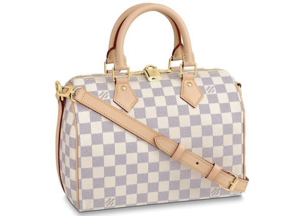 Louis Vuitton Speedy Bandouliere Damier Azur 25 White Blue on Sale