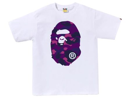 Bape Color Camo Big Ape Head Tee White Purple For Cheap