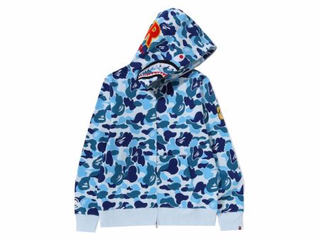 Bape Abc Camo Shark Ponr Full Zip Hoodie Blue Online now