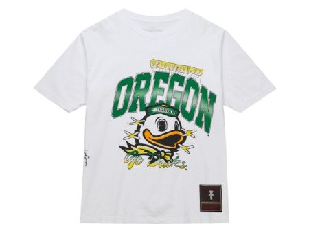 Travis Scott X Mitchell & Ness Oregon Ducks Hand-Drawn T-Shirt White Sale