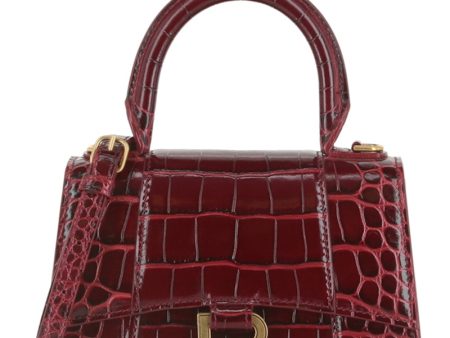 Balenciaga Hourglass Xs Top Handle Dark Red Online Sale