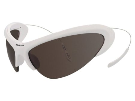 Balenciaga Shield Wrap Sunglasses White Silver Grey Sale