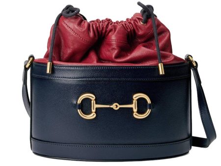 Gucci 1955 Horsebit Bucket Bag Small Blue Red Sale