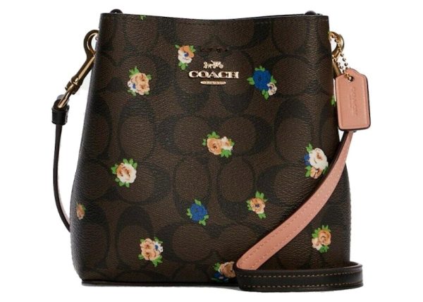 Coach Mini Town Bucket Bag Rose Print Fashion