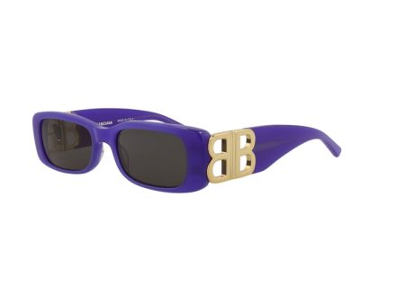 Balenciaga Square Rectangle Sunglasses Violet Gold Grey Discount