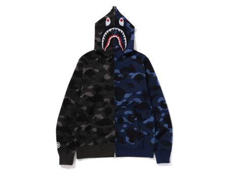 Bape Color Camo Separate Shark Fz Hoodie Black Navy Hot on Sale