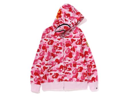 Bape Abc Camo Shark Ponr Full Zip Hoodie Pink Sale