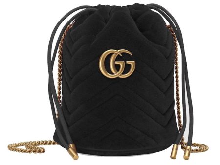 Gucci Gg Marmont Bucket Bag Velvet Mini Black Cheap