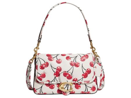 Coach Soft Tabby Shoulder Bag With Cherry Print Chalk Multicolor Fashion