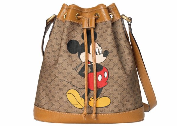 Gucci X Disney Bucket Bag Mini Gg Supreme Mickey Mouse Small Beige For Cheap