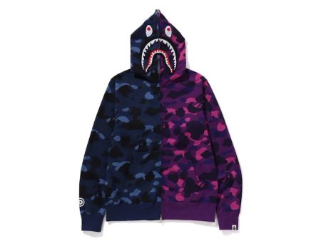 Bape Color Camo Separate Shark Fz Hoodie Navy Purple Cheap