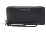 Michael Kors Leather Wallet With Metal Logo Patch Black Discount