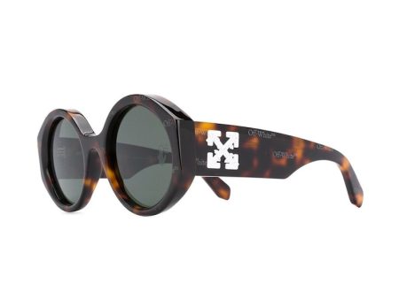 Off-White Sara Round Frame Sunglasses Havana Brown White For Cheap