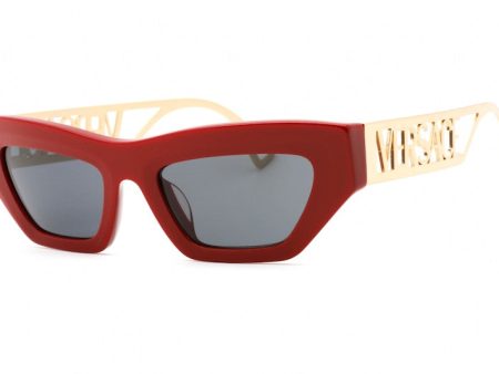 Versace Rectangle Sunglasses Red Dark Grey Fashion