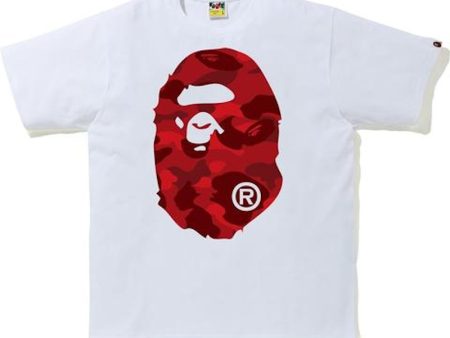 Bape Color Camo Big Ape Head Tee White Red Online