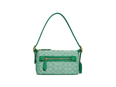 Coach Demi Bag In Signature Jacquard Brass Green Online