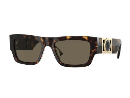 Versace Medusa Rectangular Sunglasses Havana Brown on Sale