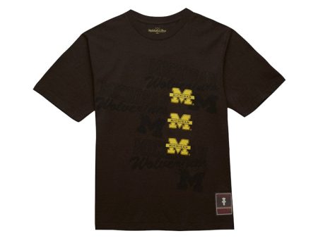 Travis Scott X Mitchell & Ness Michigan Wolverines Seal T-Shirt Brown For Sale