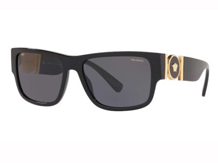 Versace Polarised Square Sunglasses Black Gold Cheap