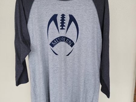 3 4 Sleeve Football T-Shirt in Gray Charcoal on Sale