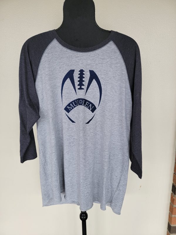 3 4 Sleeve Football T-Shirt in Gray Charcoal on Sale