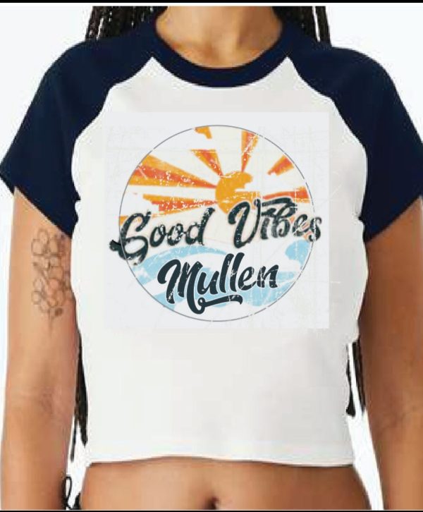 Ladies Raglan Baby Tee White Navy on Sale