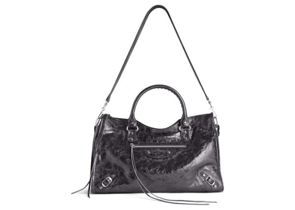 Balenciaga Le City Medium Bag In Steel Grey Metallized Arena Lambskin Shiny Silver Hardware Steel Grey (7977862Aa9R1314) Supply