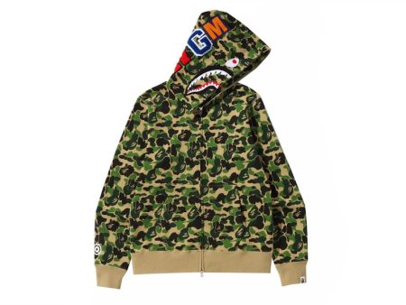 Bape Abc Camo Shark Full Zip Hoodie Green Hot on Sale