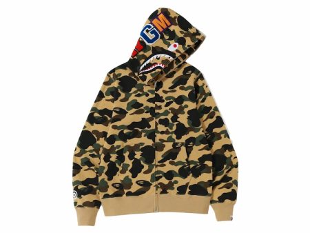 Bape 1St Camo Shark Full Zip Hoodie Yellow Supply