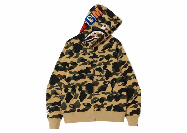 Bape 1St Camo Shark Full Zip Hoodie Yellow Supply