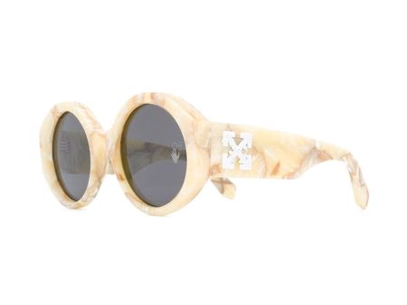 Off-White Sara Round Frame Sunglasses Yellow Marble White For Sale