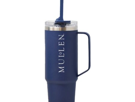 30oz INSULATED MUG WITH HANDLE & STRAW NAVY Online Hot Sale