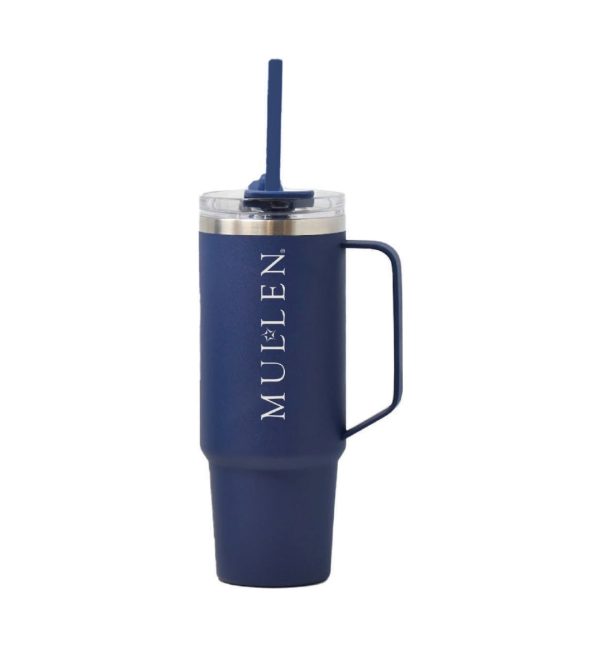 30oz INSULATED MUG WITH HANDLE & STRAW NAVY Online Hot Sale