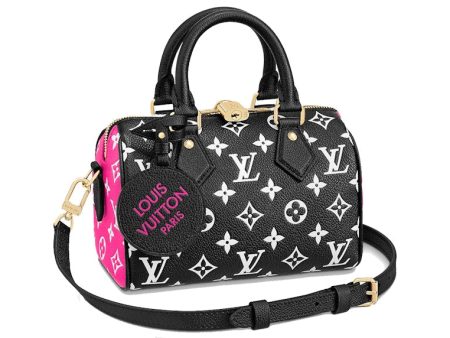 Louis Vuitton Speedy Bandouliere 20 Black White Cheap