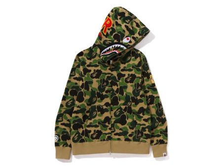 Bape Abc Camo Shark Ponr Full Zip Hoodie Green on Sale