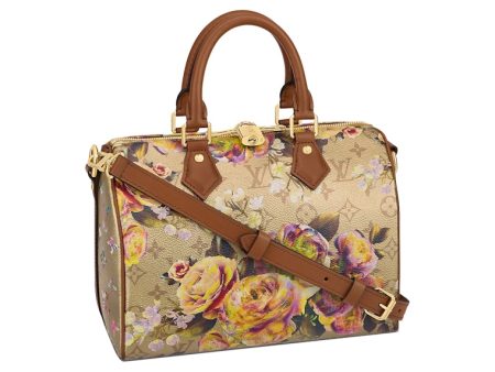 Louis Vuitton Speedy Bandouliere 25 Floral Pattern Gold For Cheap