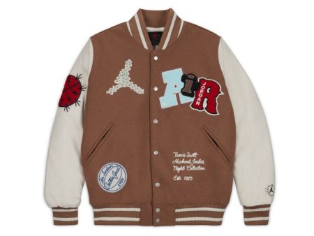 Travis Scott X Jordan Varsity Jacket Antique Brown Fashion