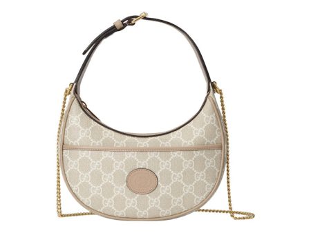 Gucci Half-Moon Shaped Bag Mini Gg Supreme Beige White For Cheap